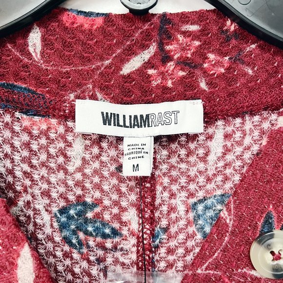 New William Rast red Floral Knit Henley Casual Top | Size Medium - Picture 3 of 7
